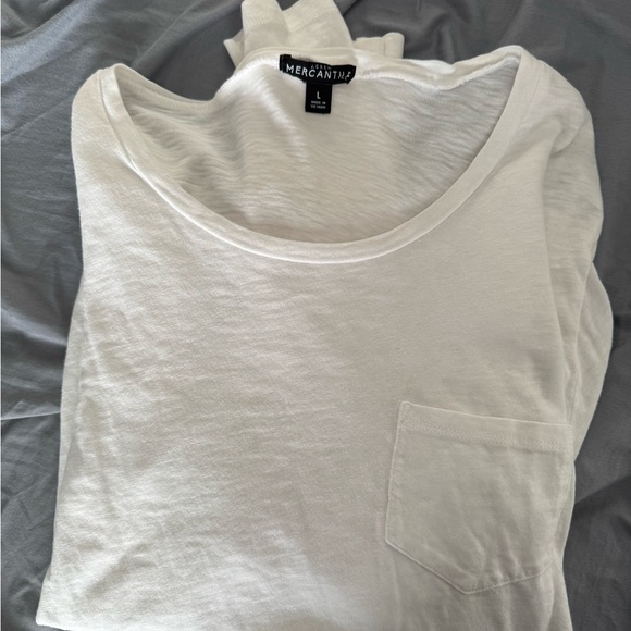 J. Crew Mercantile White Long Sleeve Tie-Front Top with Pocket - Picture 5 of 5